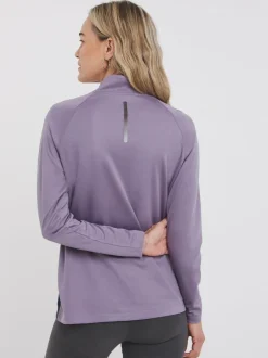 Snowdonia Purple Base Layer Quarter Zip Neck Top Sale