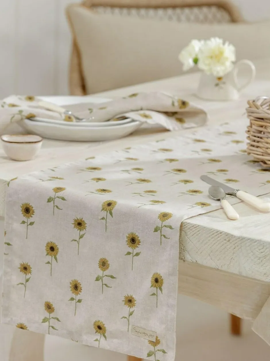 Sophie Allport Natural Linen Sunflower Table Runner Hot