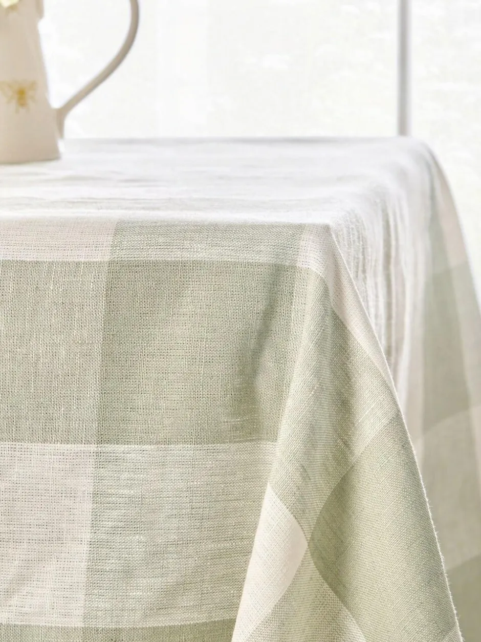 Sophie Allport Sage Green Gingham Linen Tablecloth Best
