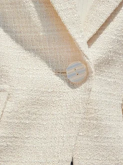 Sosandar Natural Boucle Blazer With Pearlescent Button Sale