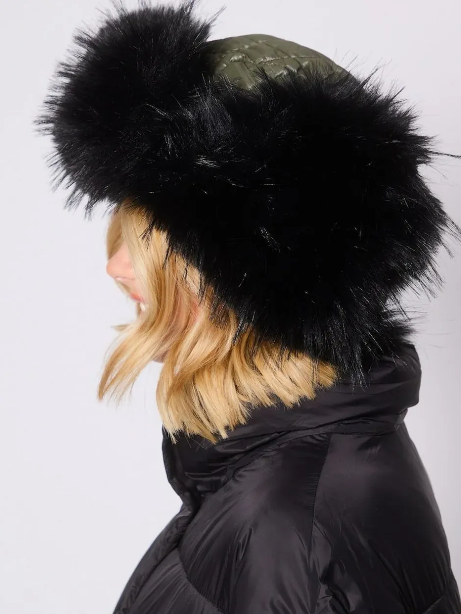 South Beach Faux Fur Ski Trapper Hat Green