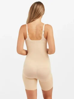 Spanx sculpt™ Seamless Power Open-Bust Mid-Thigh Bodysuit Nude New