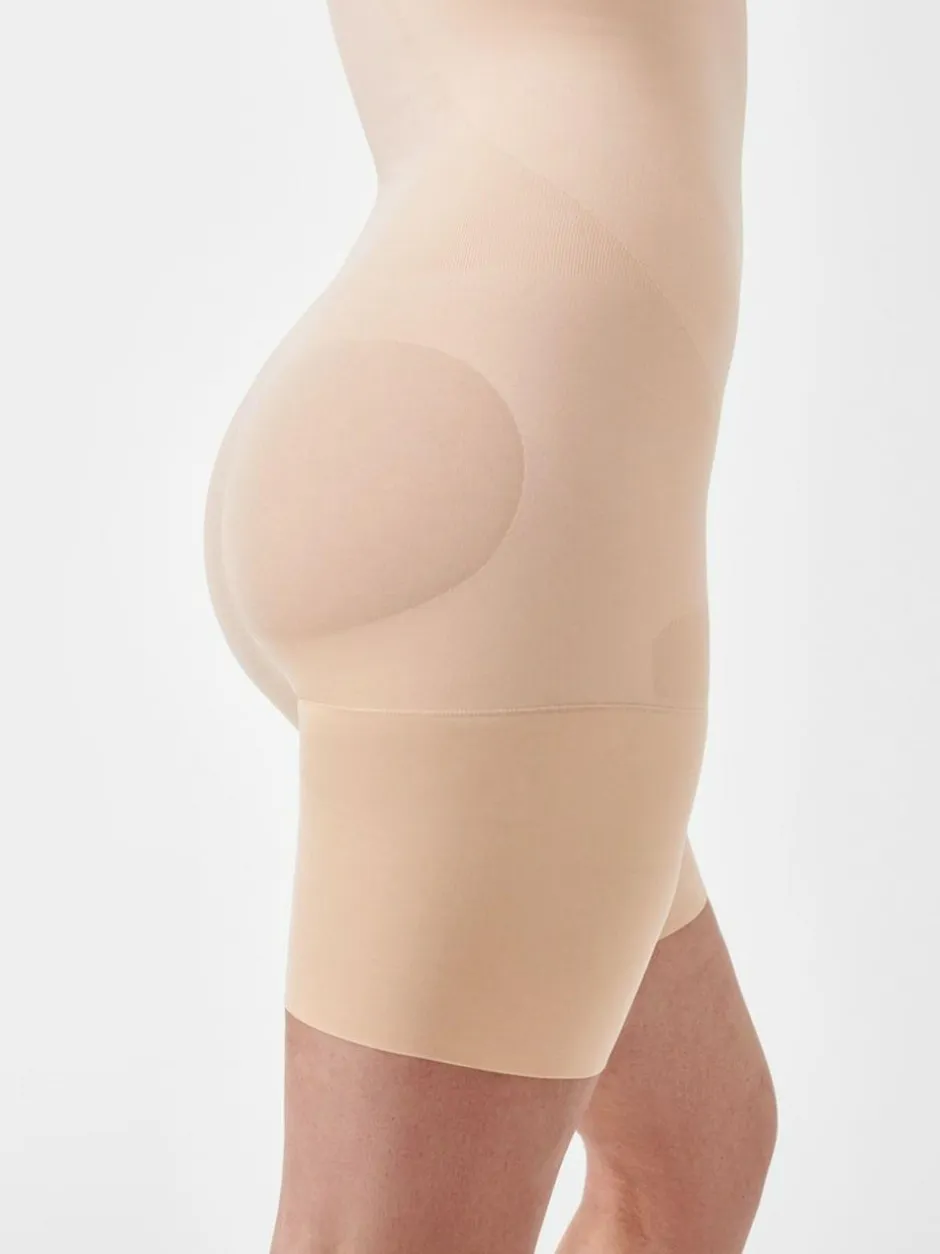 Spanx sculpt™ Seamless Power Open-Bust Mid-Thigh Bodysuit Nude New