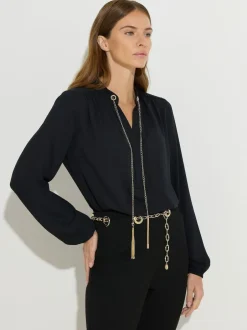 Star by Julien MacDonald Black Chain Detail Blouse Discount