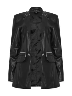Star by Julien MacDonald Black PU Studded Collar Jacket Best