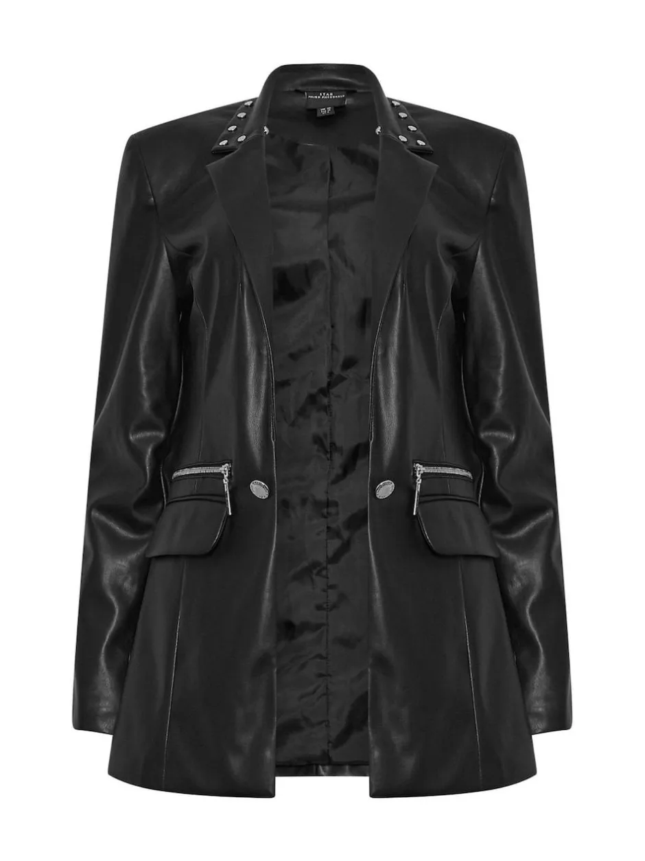 Star by Julien MacDonald Black PU Studded Collar Jacket Best