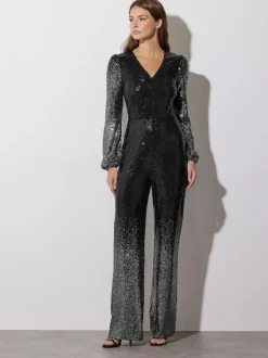 Star by Julien MacDonald Black Sequin Ombre Jumpsuit Outlet