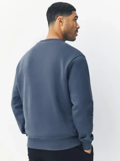Next Steel Blue Regular Fit Heavyweight Cotton Rich Crew Neck Sweatshirt