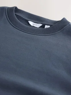 Next Steel Blue Regular Fit Heavyweight Cotton Rich Crew Neck Sweatshirt