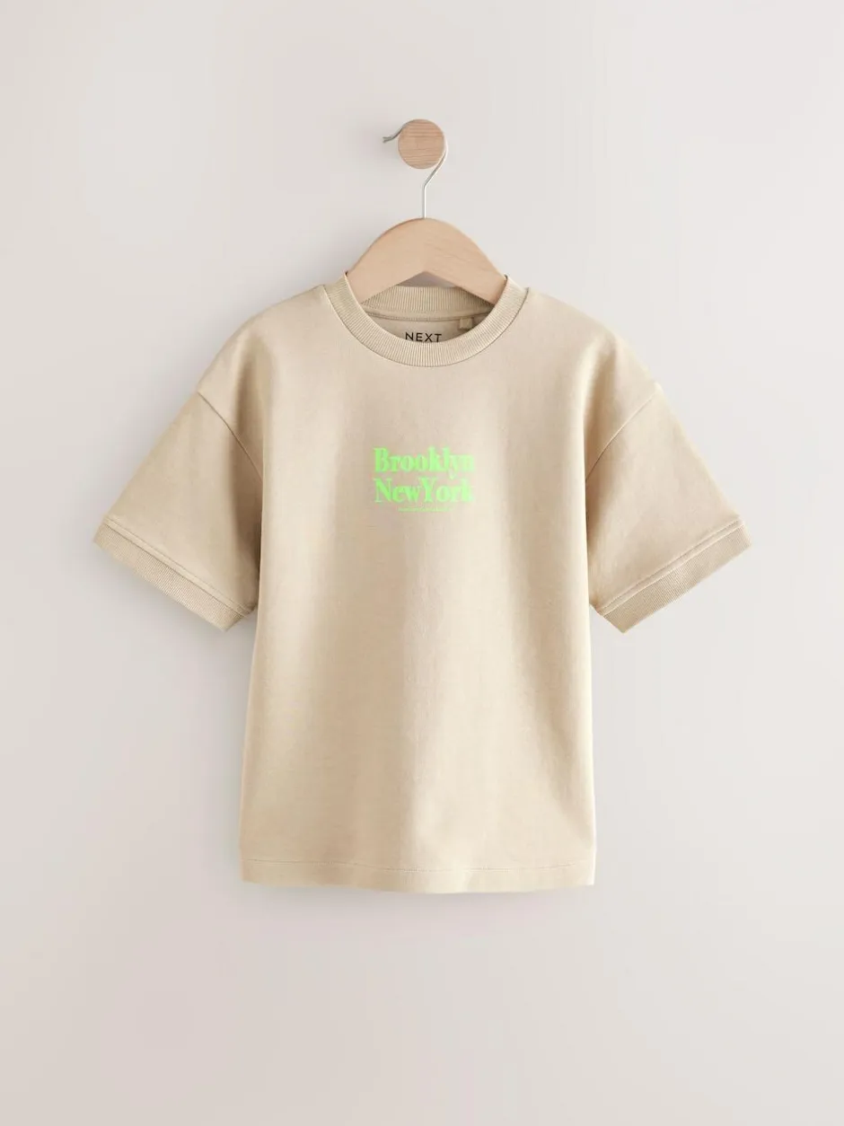 Next Stone Brooklyn Graphic Print Heavyweight Short Sleeve T-Shirt (3-16yrs) Sale