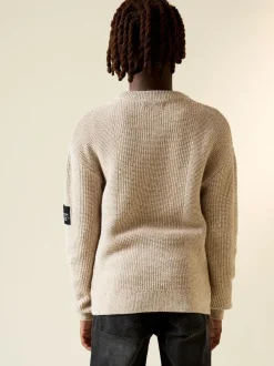 Next Stone Brown Utility Knitted Crew Neck Jumper (3-16yrs) Hot