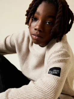 Next Stone Brown Utility Knitted Crew Neck Jumper (3-16yrs) Hot