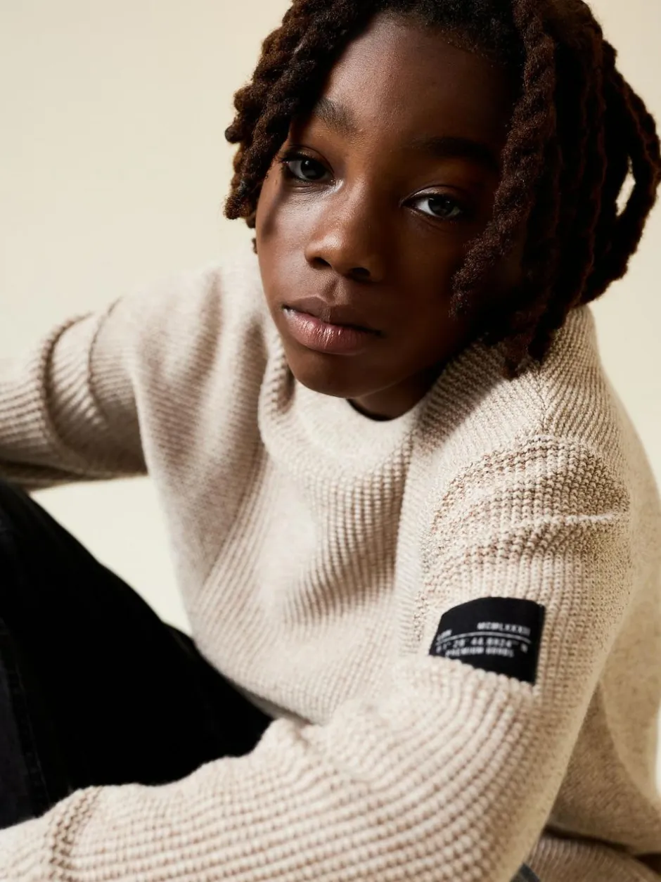 Next Stone Brown Utility Knitted Crew Neck Jumper (3-16yrs) Hot