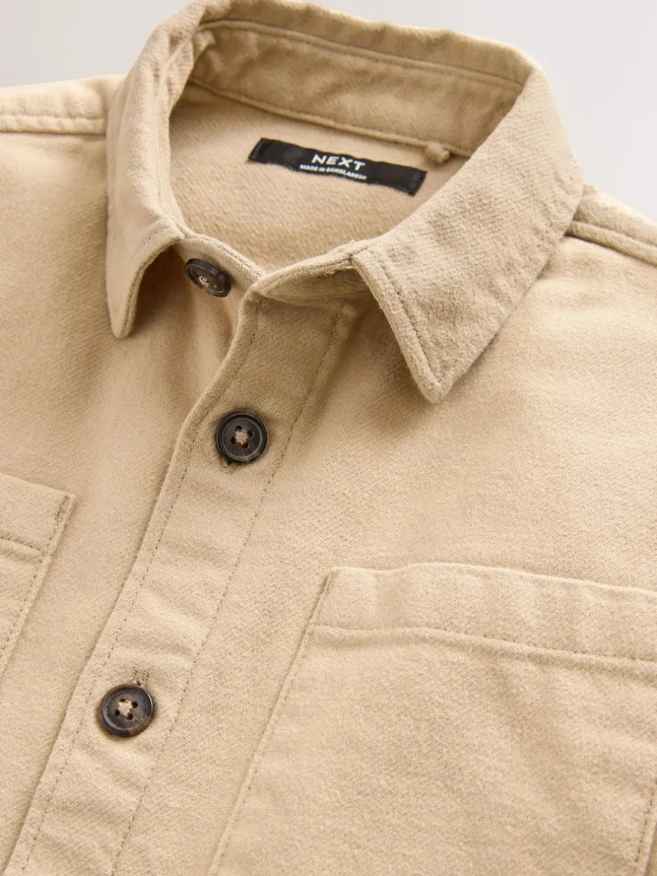 Next Brushed Overshirt (3-16yrs) Stone Outlet