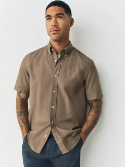 Next Stone Natural Regular Fit Short Sleeve Oxford Shirt Online