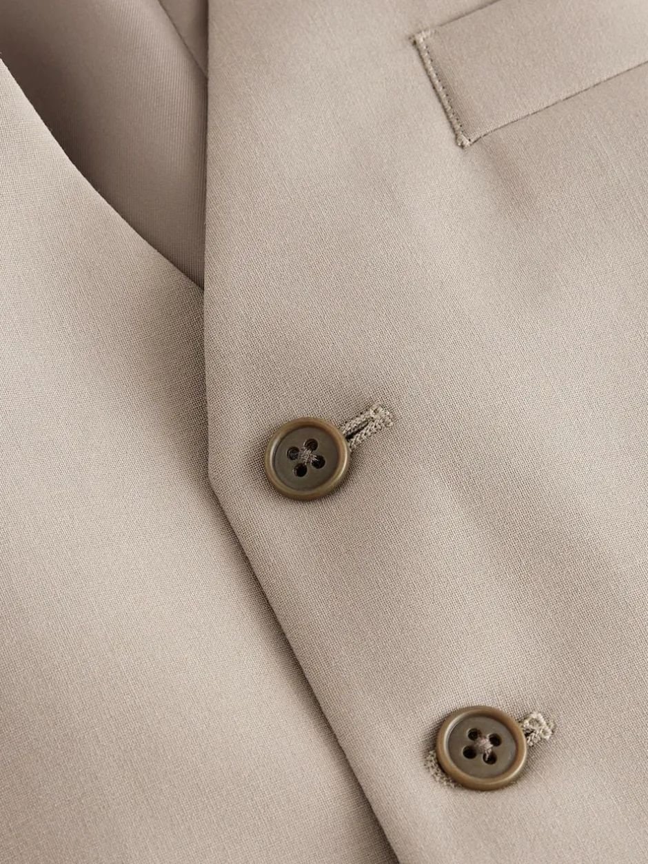 Next Regular Fit Wool Blend Motionflex Waistcoat Stone Outlet