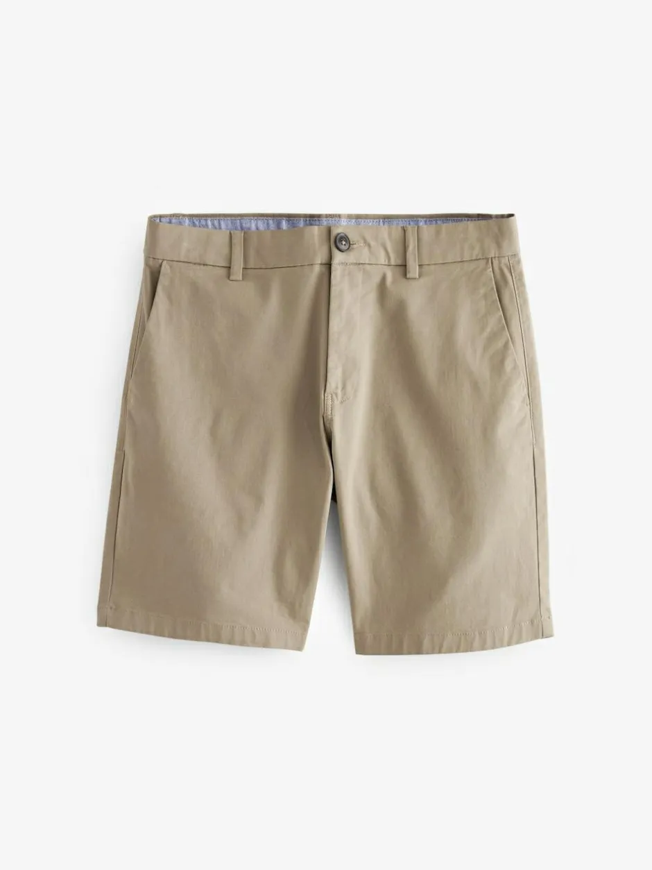Next Relaxed Fit Stretch Chinos Shorts Stone Clearance