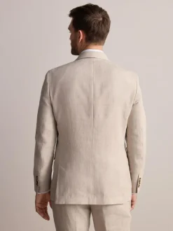 Next Slim Fit Leomaster Italian 100% Linen Suit Jacket Stone Outlet
