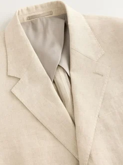 Next Slim Fit Leomaster Italian 100% Linen Suit Jacket Stone Outlet