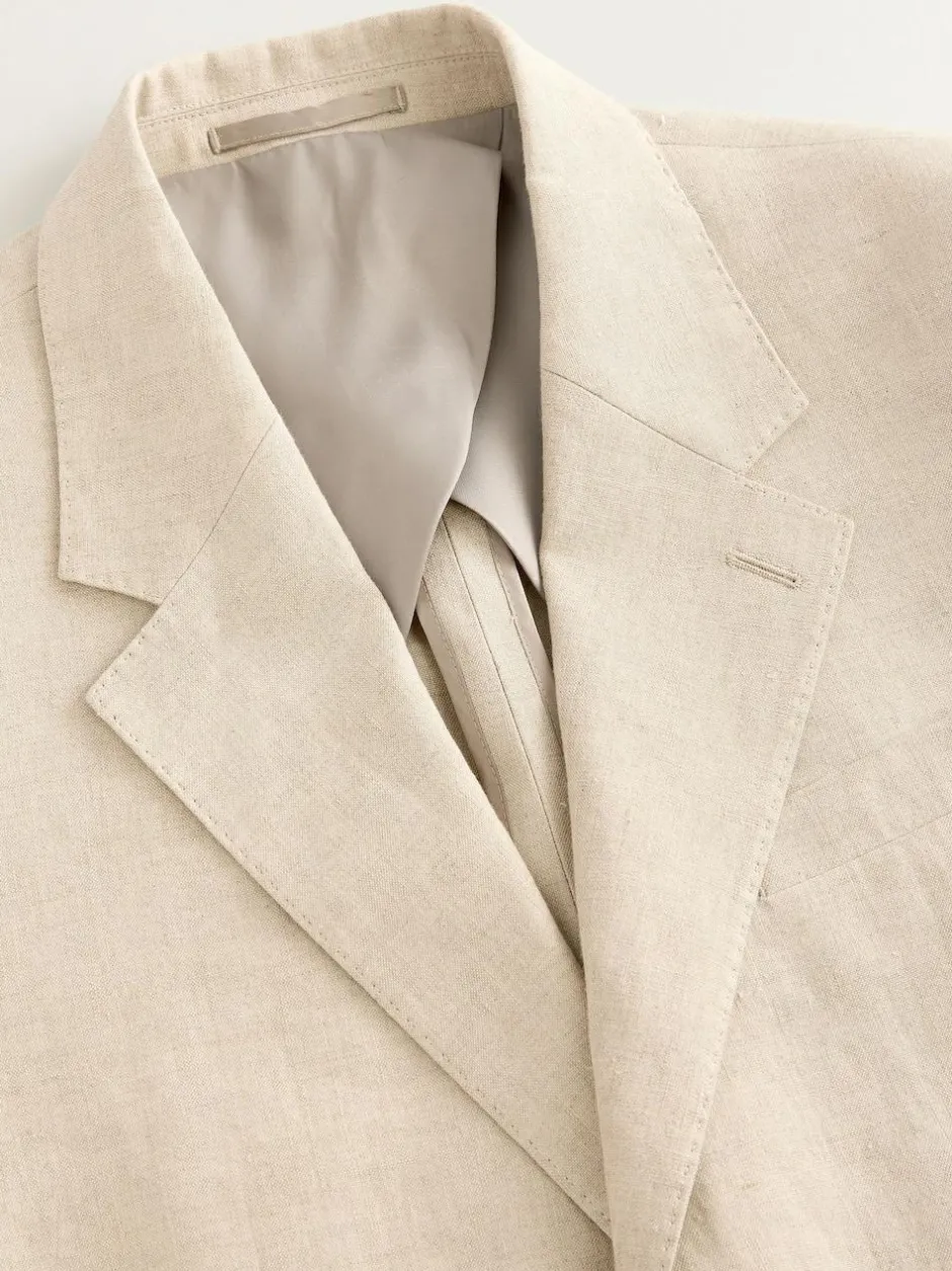 Next Slim Fit Leomaster Italian 100% Linen Suit Jacket Stone Outlet