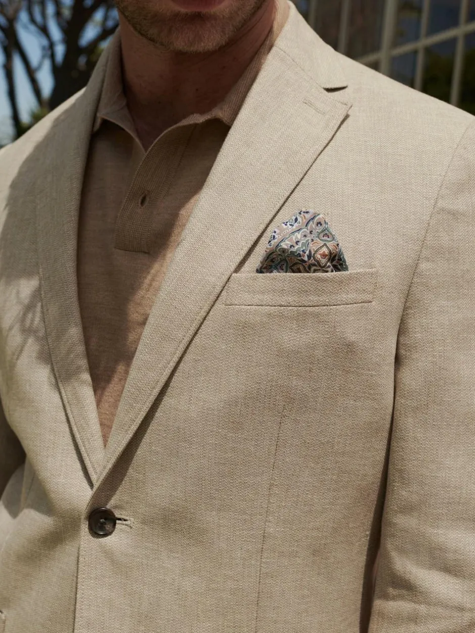 Next Slim Fit Textured Linen Blend Blazer Stone Clearance