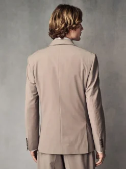 Next Slim Fit Wool Blend Motionflex Suit Jacket Stone