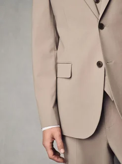 Next Slim Fit Wool Blend Motionflex Suit Jacket Stone
