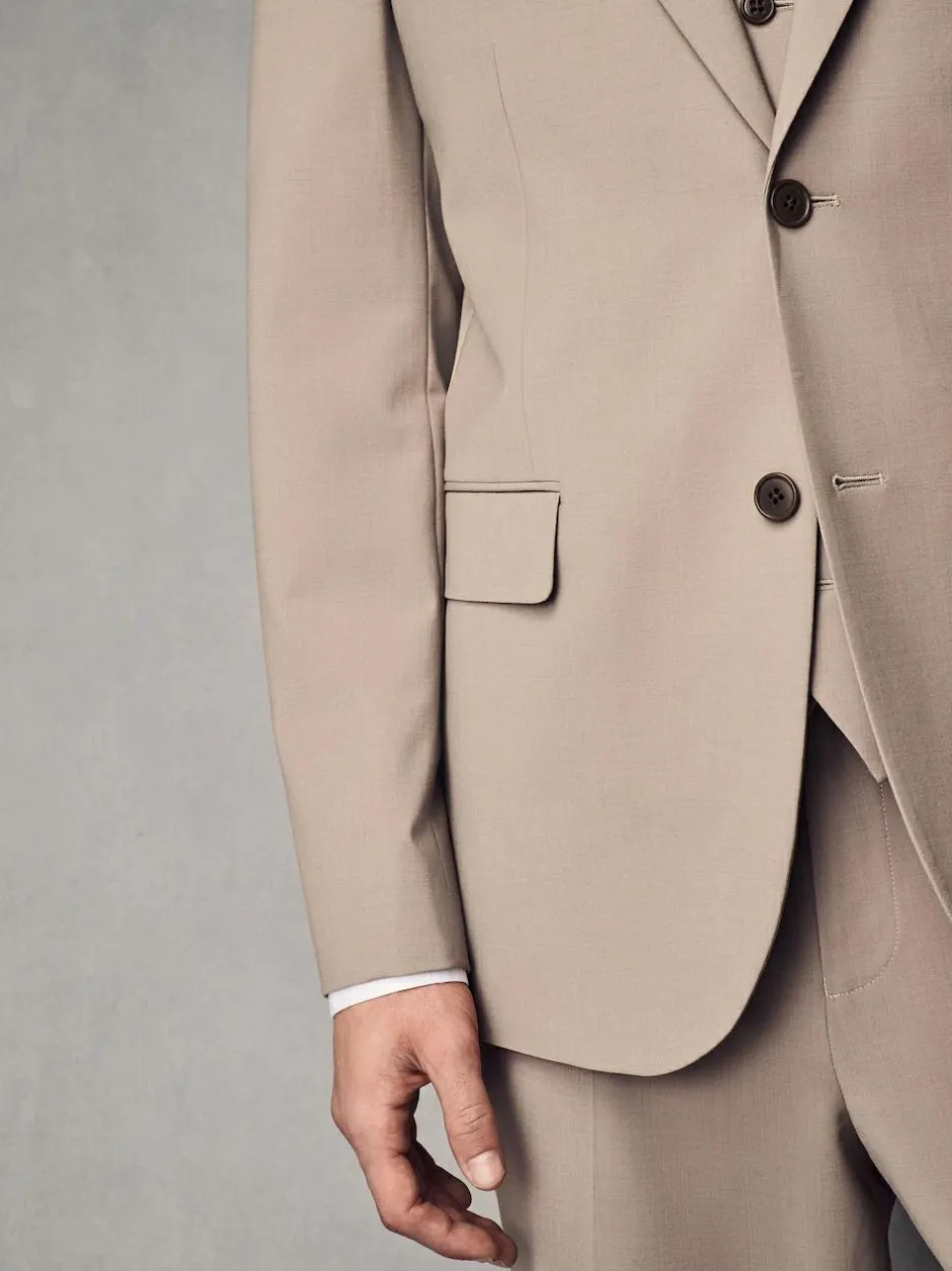Next Slim Fit Wool Blend Motionflex Suit Jacket Stone