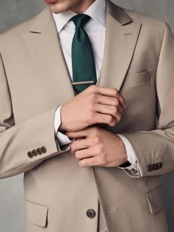 Next Slim Fit Wool Blend Motionflex Suit Jacket Stone
