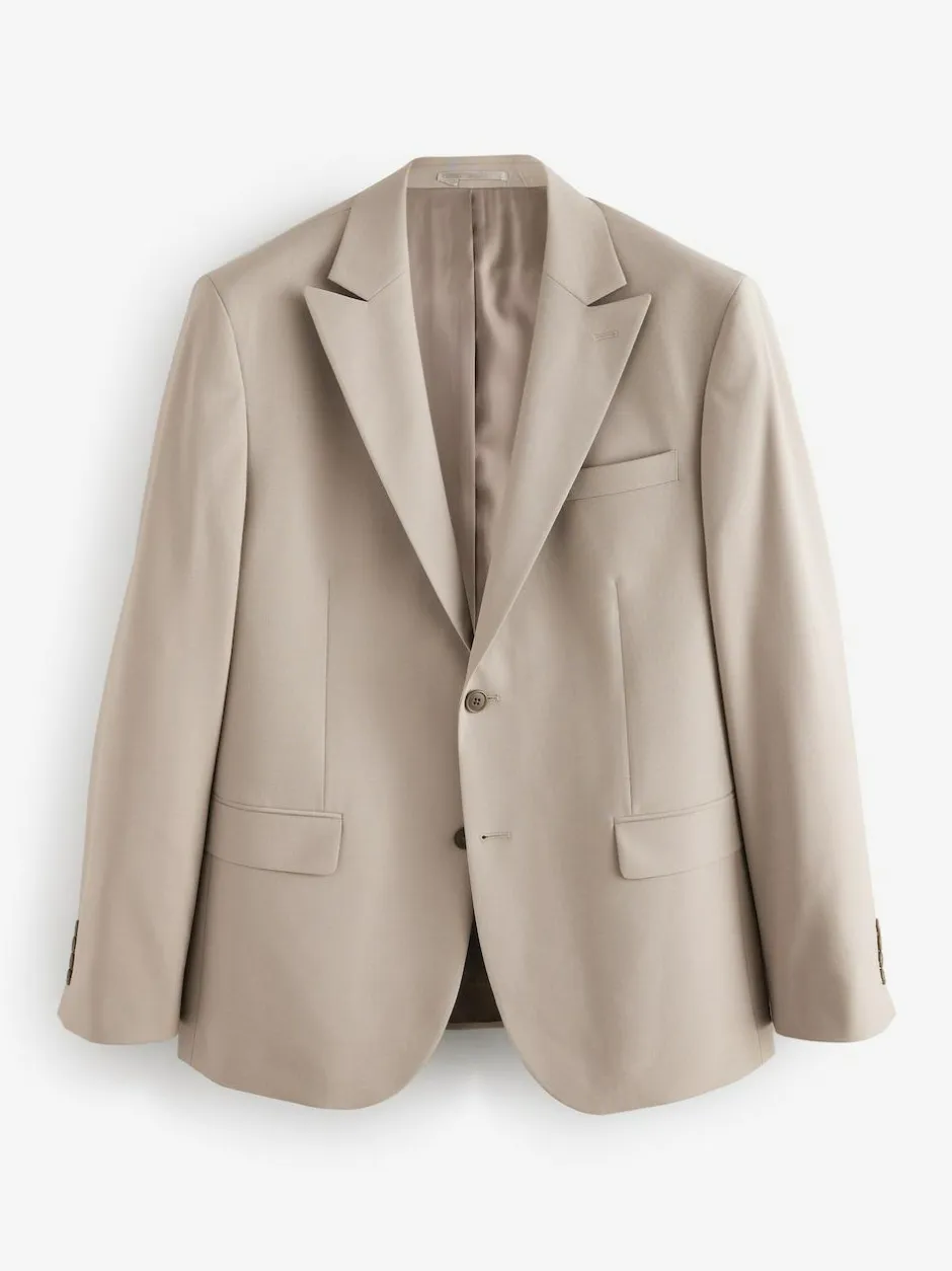 Next Slim Fit Wool Blend Motionflex Suit Jacket Stone