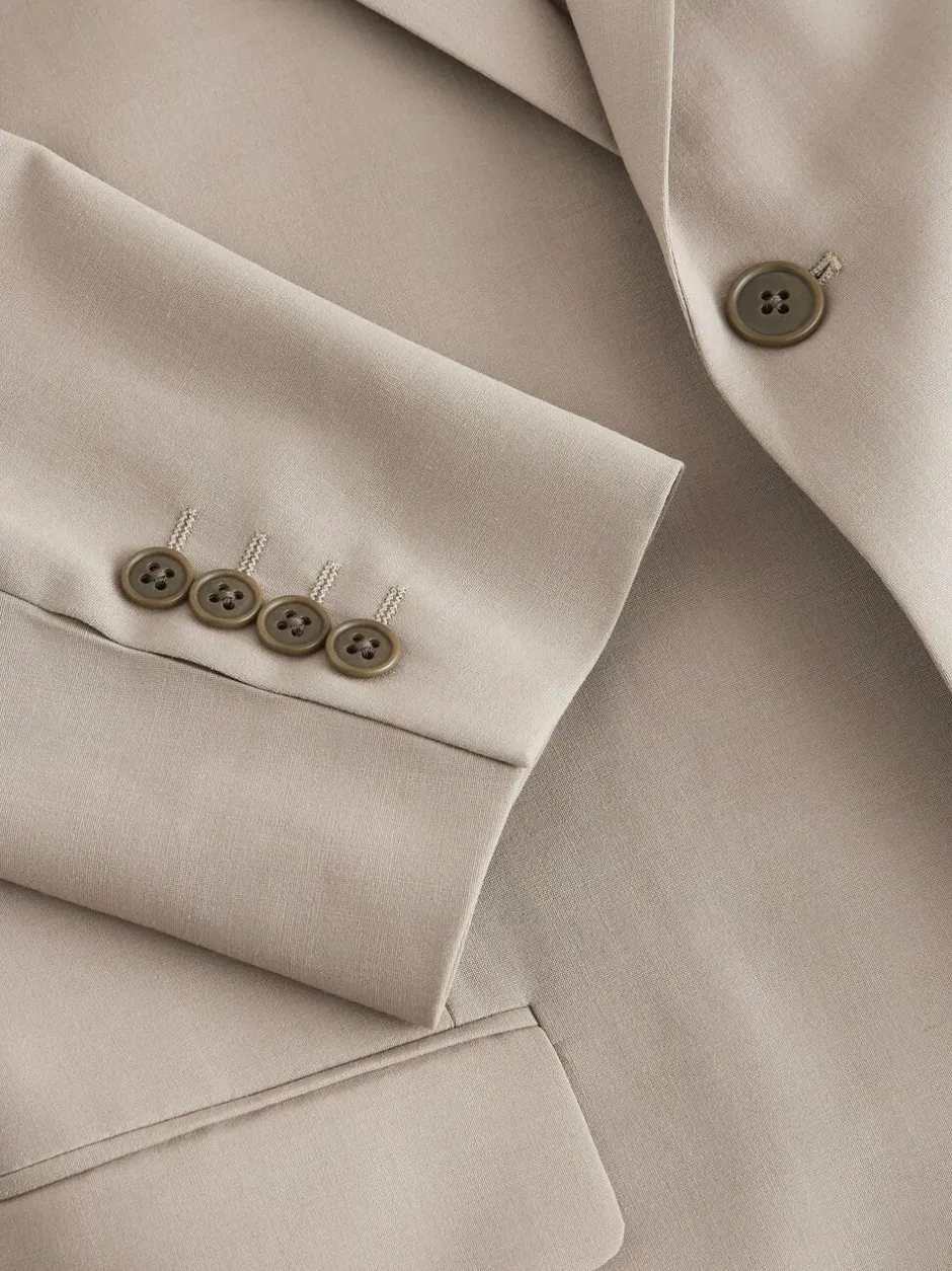 Next Slim Fit Wool Blend Motionflex Suit Jacket Stone
