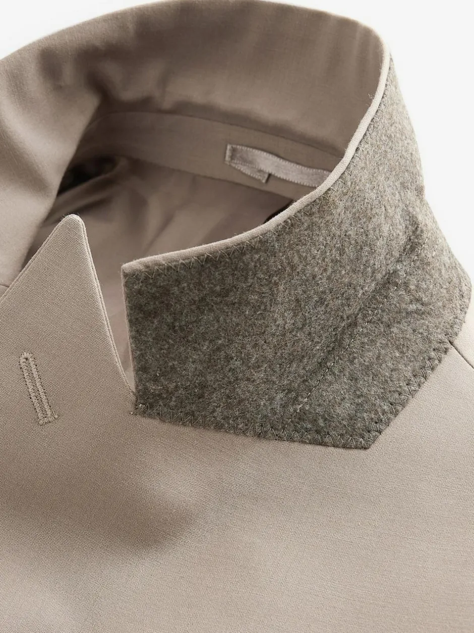 Next Slim Fit Wool Blend Motionflex Suit Jacket Stone