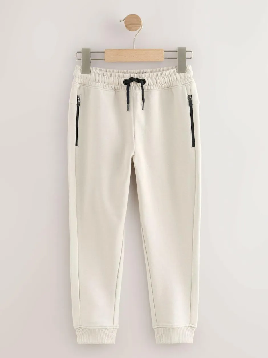 Next Slim Fit Zip Joggers (3-16yrs) Stone Online