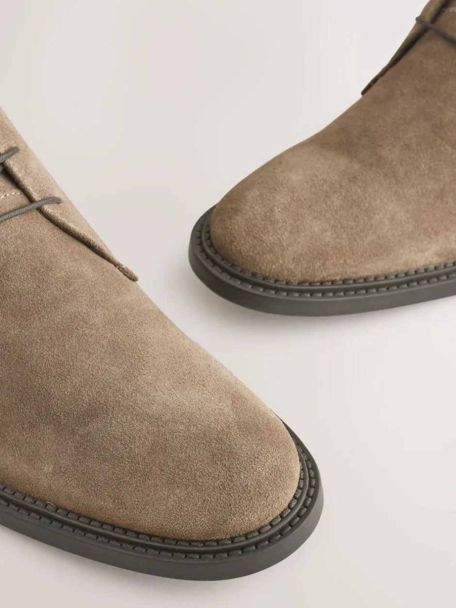 Next Smart Suede Chukka Boots Stone New