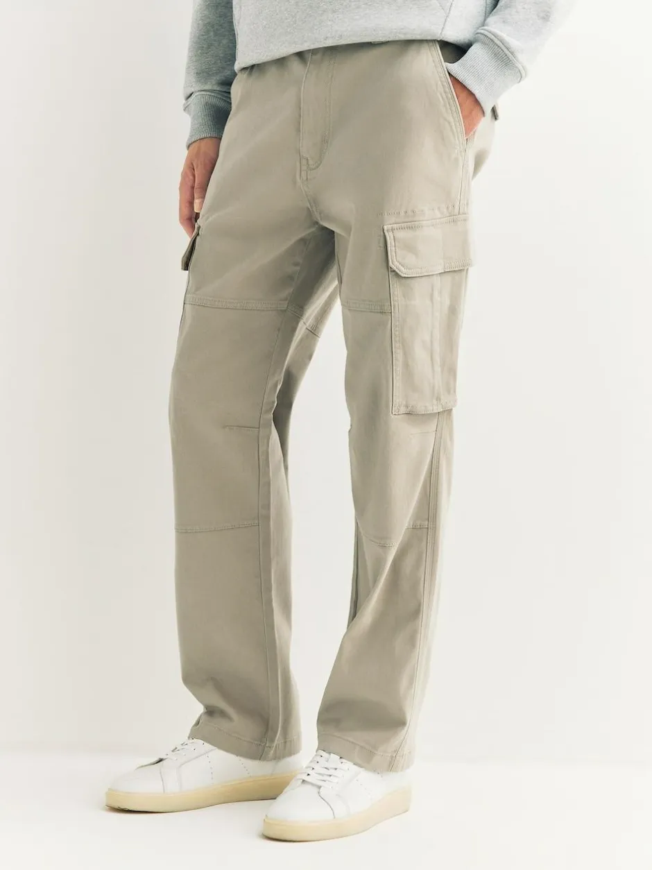 Next Stone Straight Fit Cotton Stretch Cargo Trousers Sale