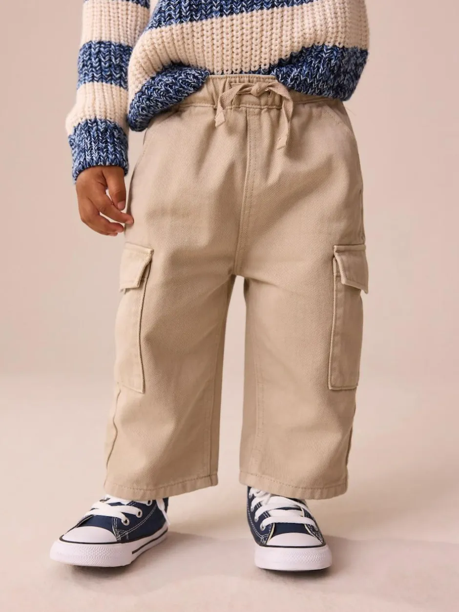 Next Wide Leg Cargo Trousers (3mths-7yrs) Stone Washed