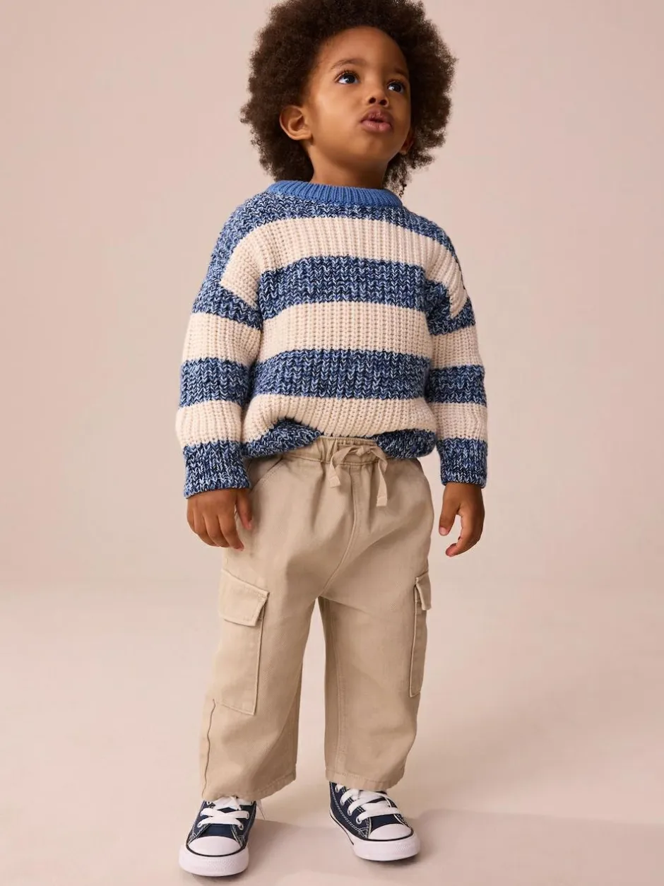Next Wide Leg Cargo Trousers (3mths-7yrs) Stone Washed