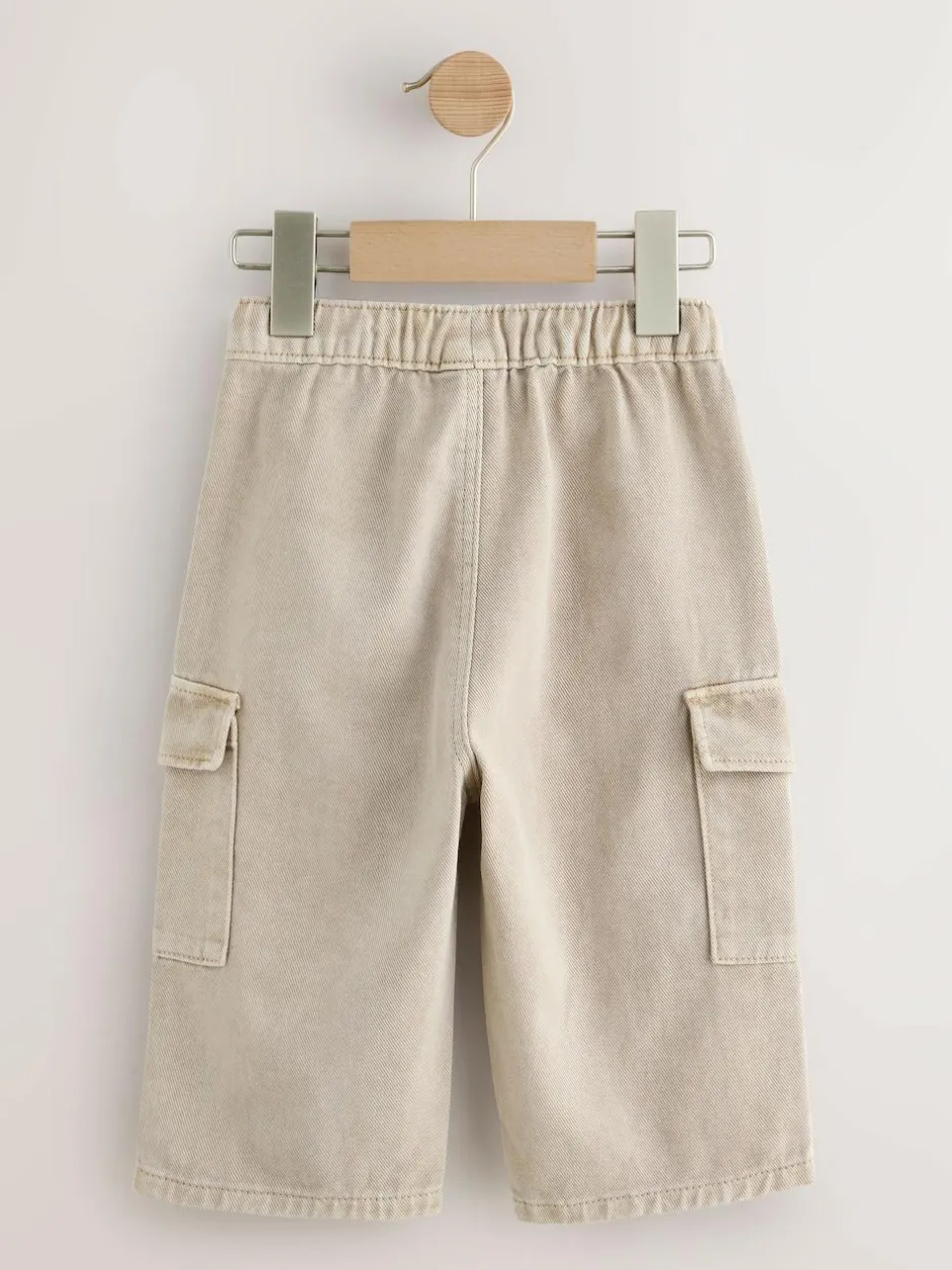 Next Wide Leg Cargo Trousers (3mths-7yrs) Stone Washed