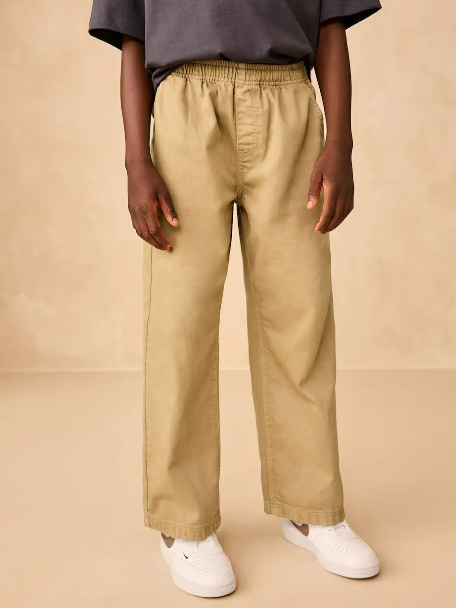 Next Wide Fit Pull On Twill Jeans (3-16yrs) Stone Outlet
