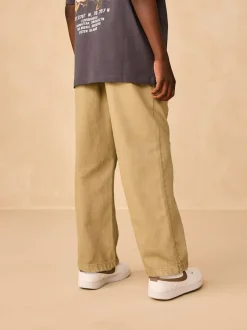 Next Wide Fit Pull On Twill Jeans (3-16yrs) Stone Outlet