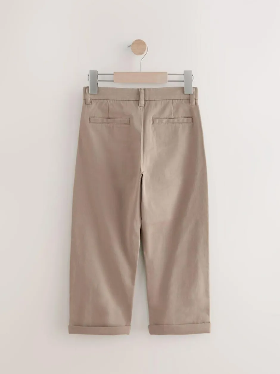 Next Wide Fit Stretch Chino Trousers (3-17yrs) Stone Hot