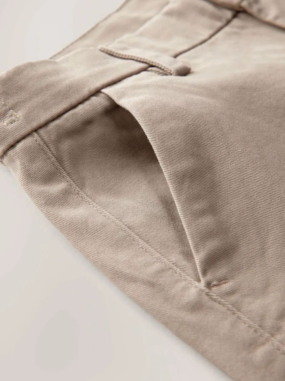 Next Wide Fit Stretch Chino Trousers (3-17yrs) Stone Hot