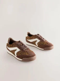 Next Lace Up Trainers Suede Leopard Print Discount