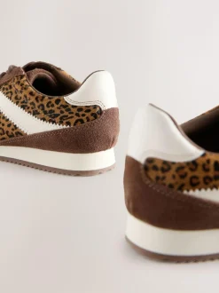 Next Lace Up Trainers Suede Leopard Print Discount