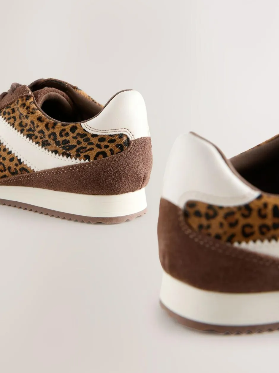 Next Lace Up Trainers Suede Leopard Print Discount