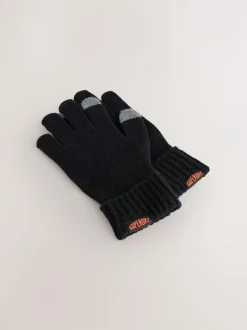 Superdry Black Beanie and Gloves Set Online