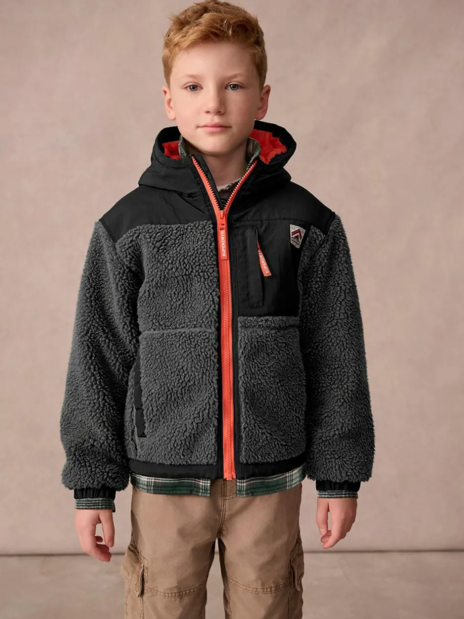 Superdry Black Borg Zip Through Jacket Clearance