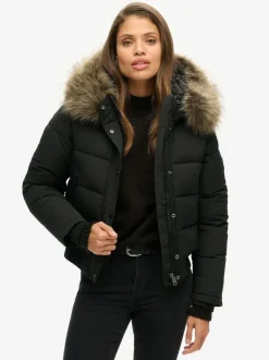 Superdry Black Everest Hooded Bomber Jacket Best