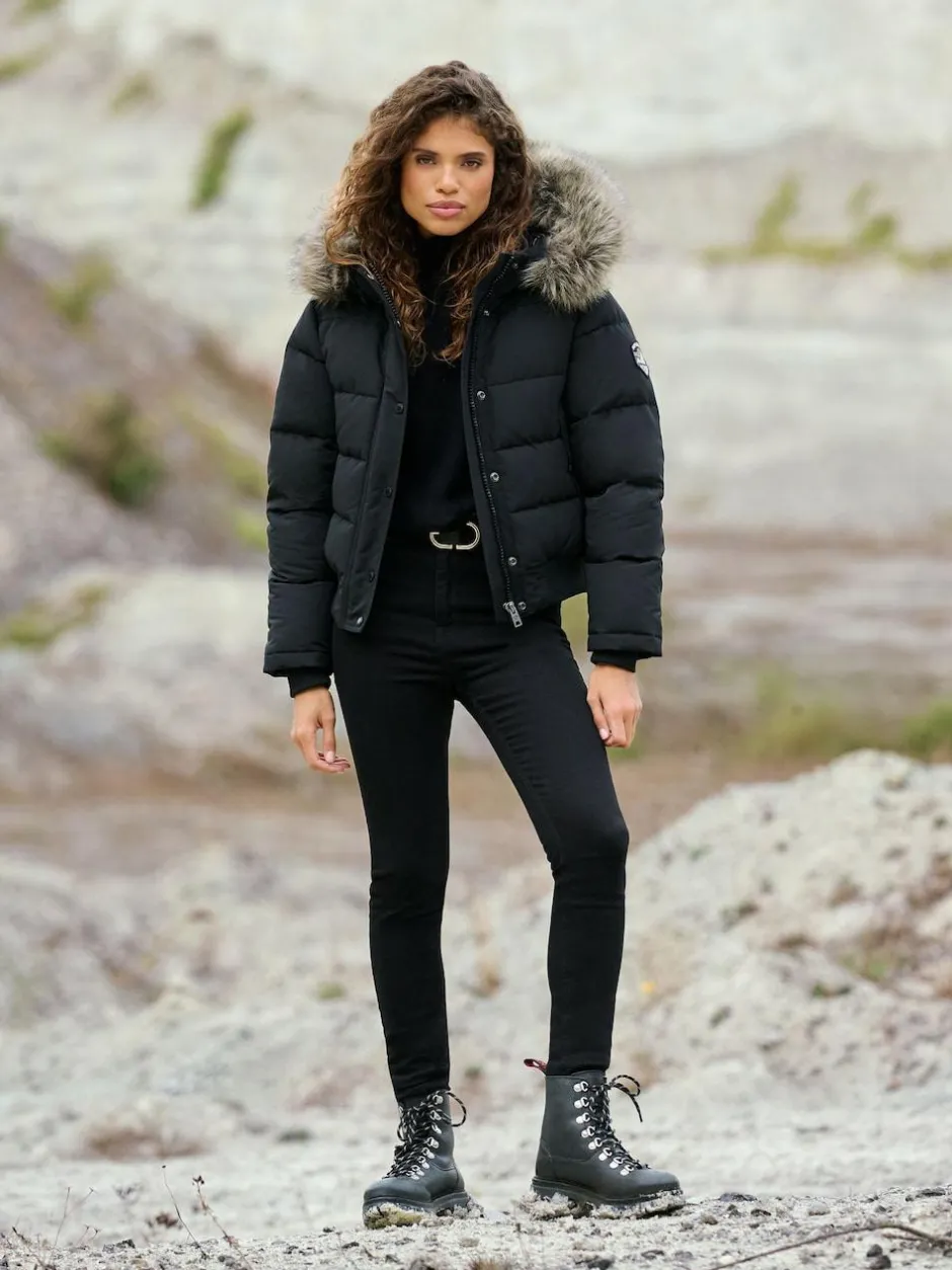 Superdry Black Everest Hooded Bomber Jacket Best
