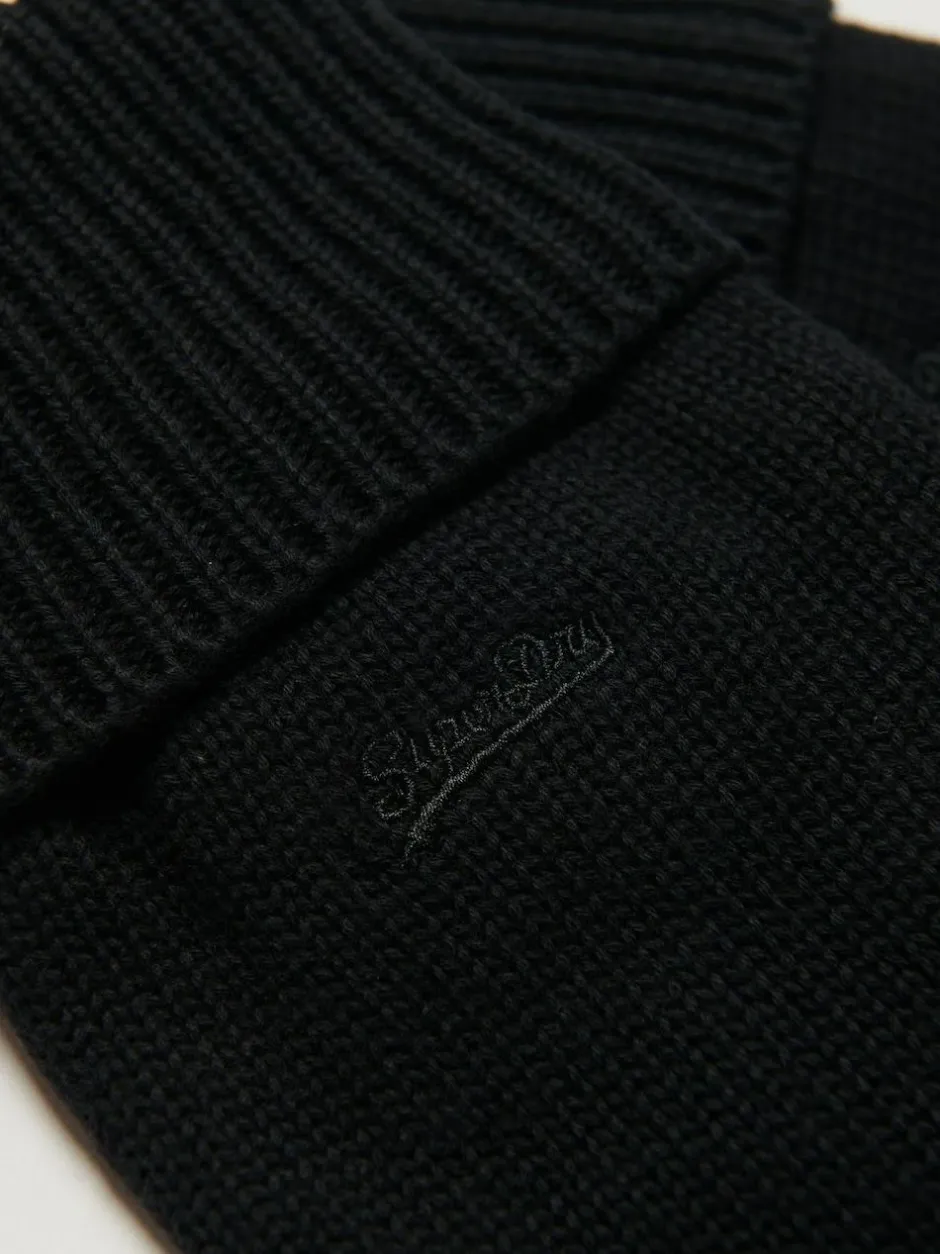 Superdry Knitted Logo Gloves Black Discount